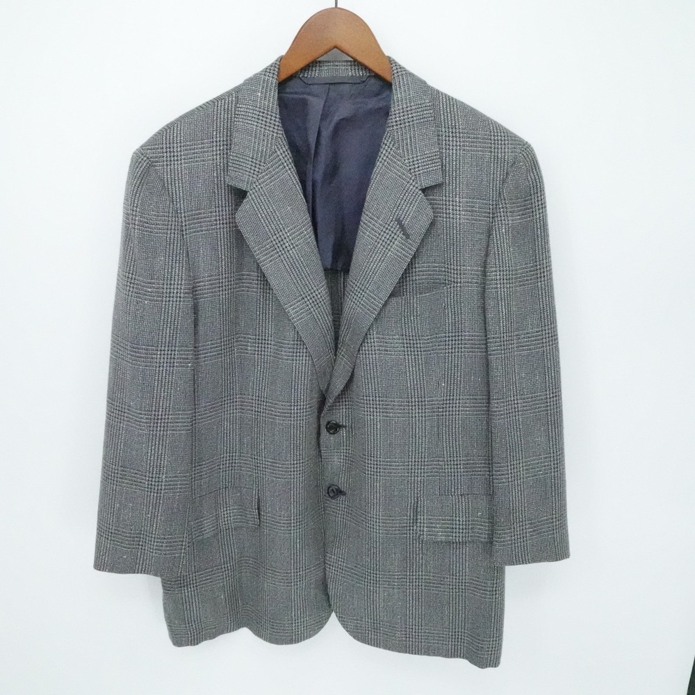 Oxxford Clothes Neiman Marcus Sport Coat Mens‎ 44S Gray Glen Plaid Wool
